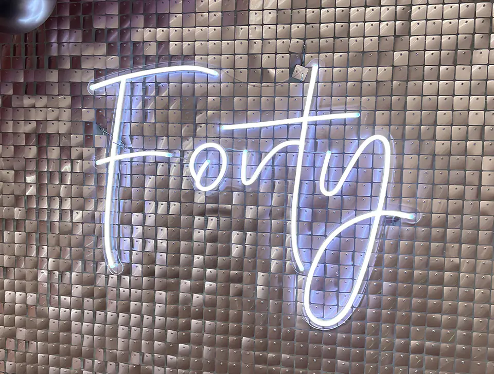 'Forty' White Neon Sign