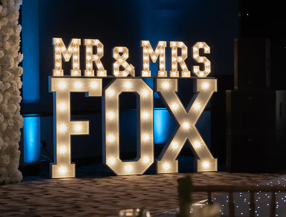 Mr & Mrs Surname Light-Up Letters