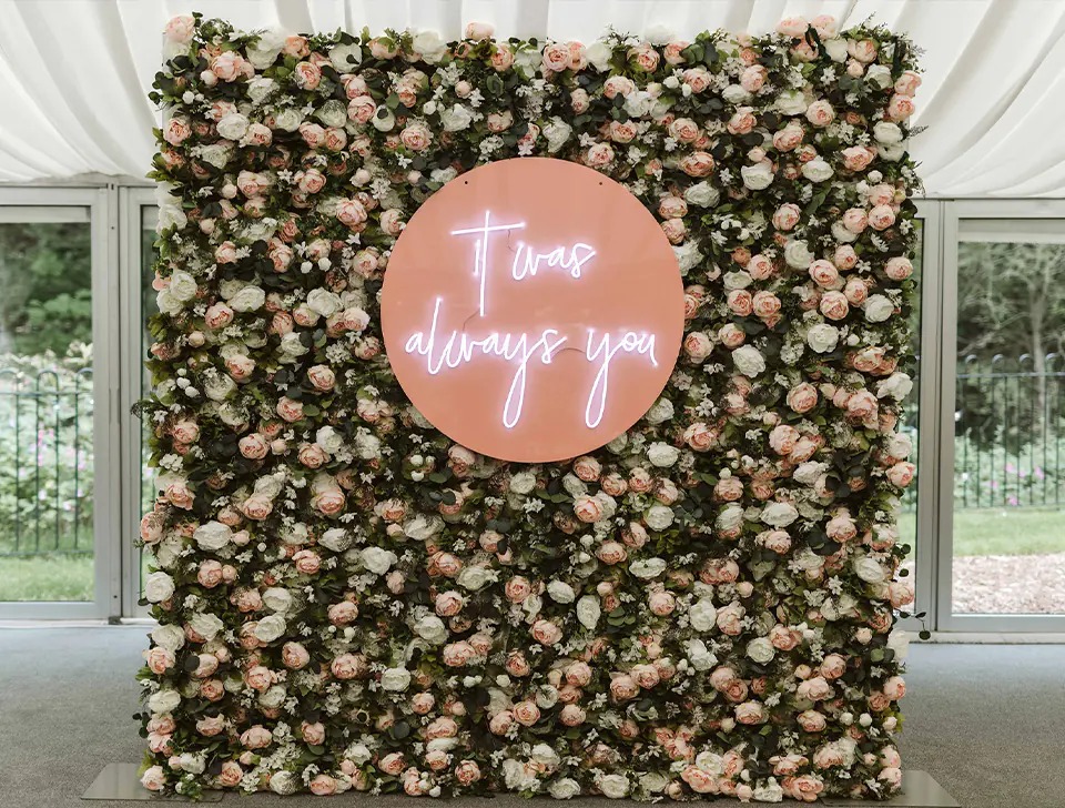 Pale Blush & Ivory Flower Wall